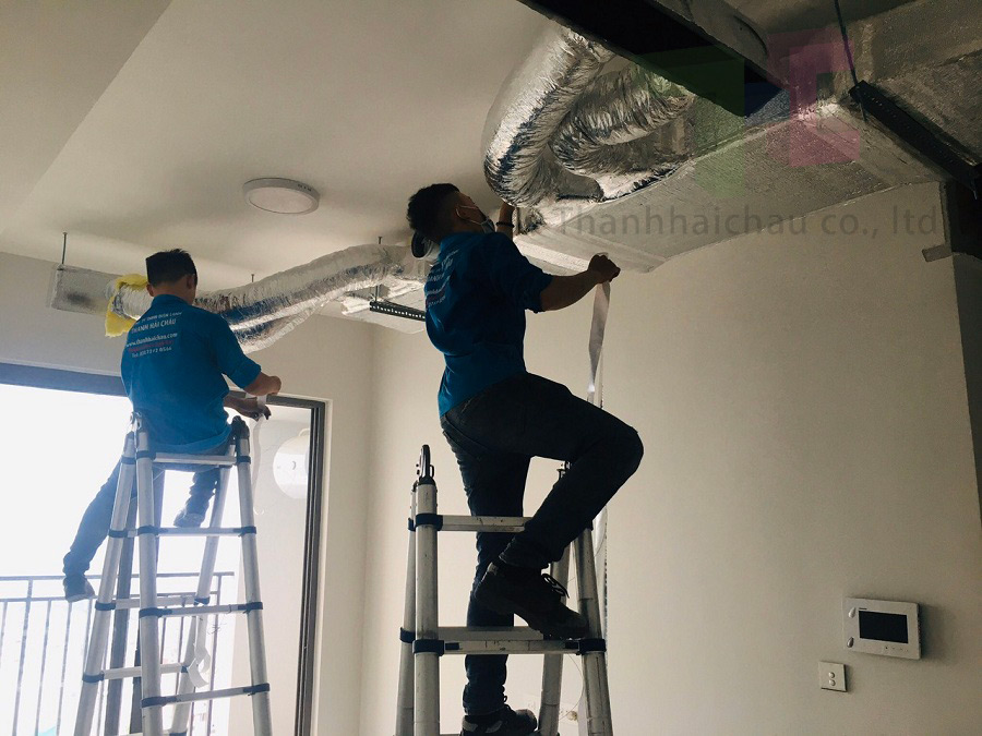 Thi công máy lạnh giấu trần nối ống gió