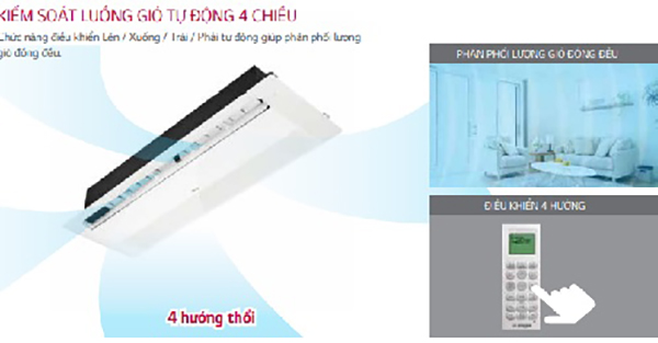 luồng kiểm soát máy lạnh âm trần lg 1 hướng thổi