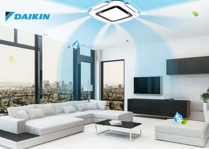 luồng gió thổi máy lạnh âm trần daikin