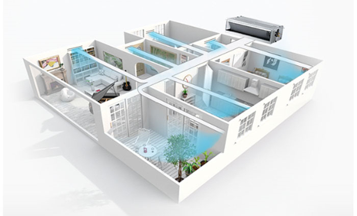 Thi công máy lạnh giấu trần nối ống gió