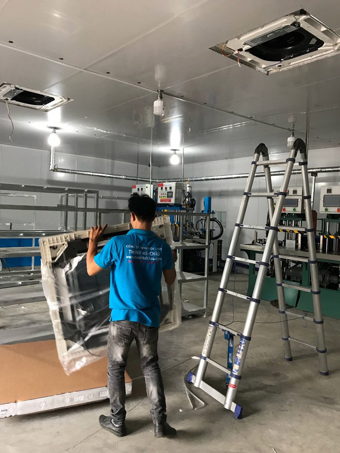 Thi công lắp đặt máy lạnh âm trần LG cho nhà xưởng