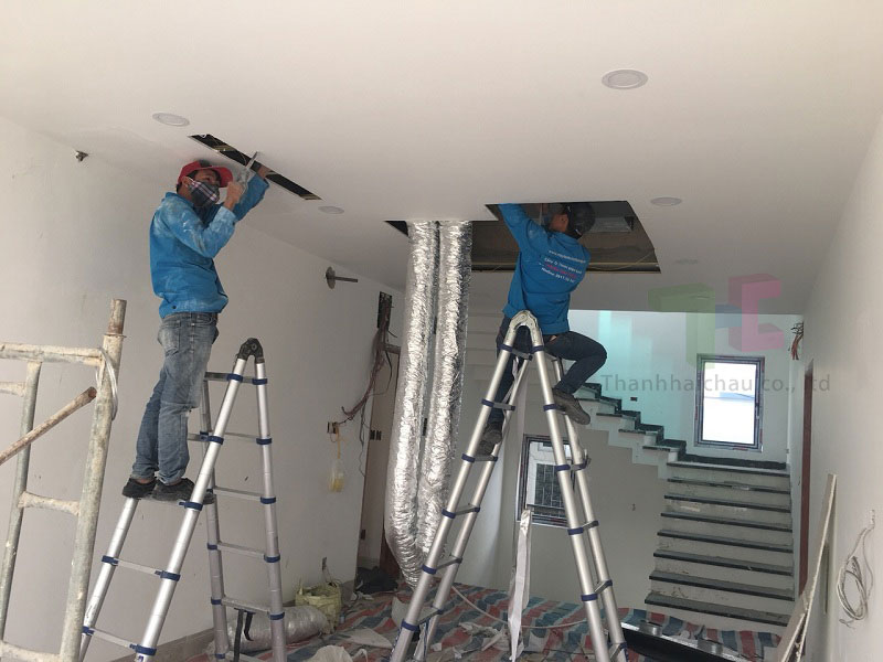 Thi công máy lạnh giấu trần nối ống gió